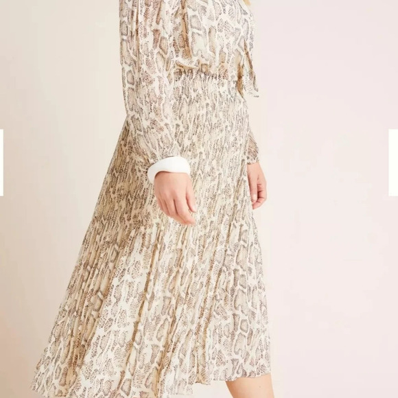 Anthropologies-Current Air Olivia Snake-Printed Flowy Midi Dress Size Medium - Picture 2 of 15